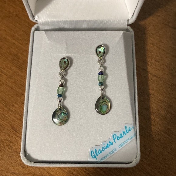Storrs silver with abalone shell drop earrings - Picture 2 of 3